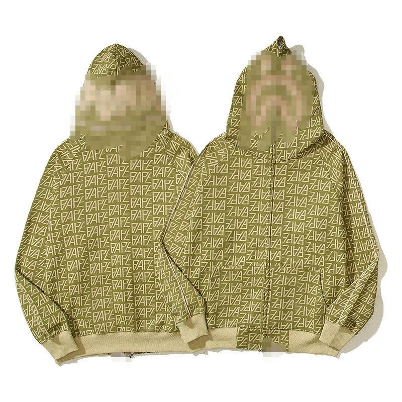 A Bathing Ape Brand - Camouflage Bape Embroidered Shark-Mouth Hoodie Zip Up