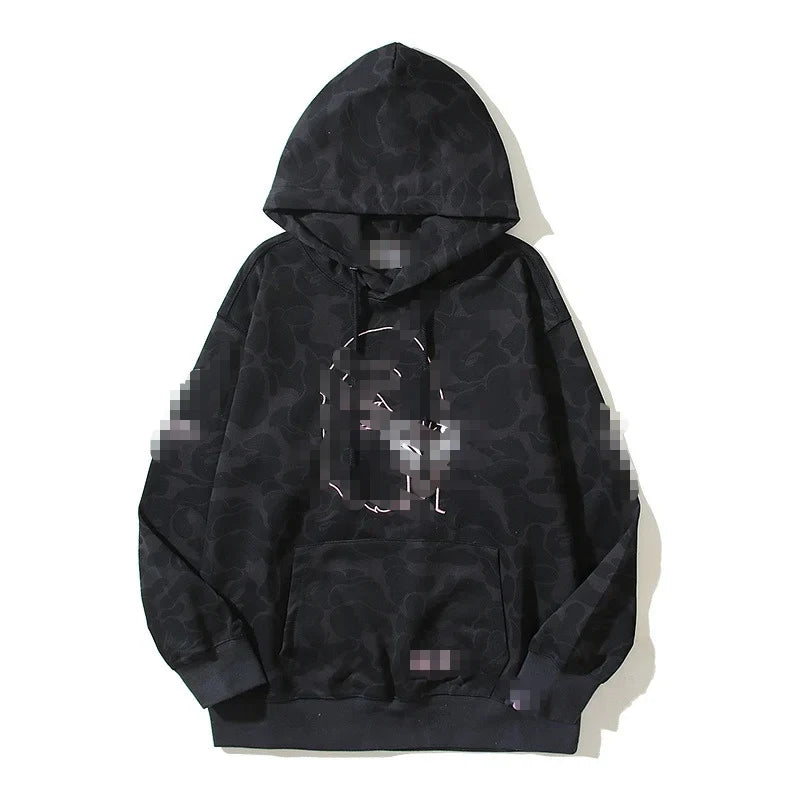 A Bathing Ape Brand - Camouflage Bape Embroidered Shark-Mouth Hoodie Zip Up