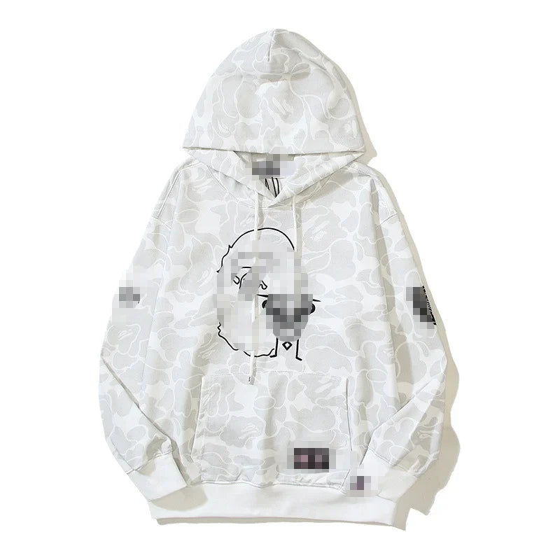 A Bathing Ape Brand - Camouflage Bape Embroidered Shark-Mouth Hoodie Zip Up
