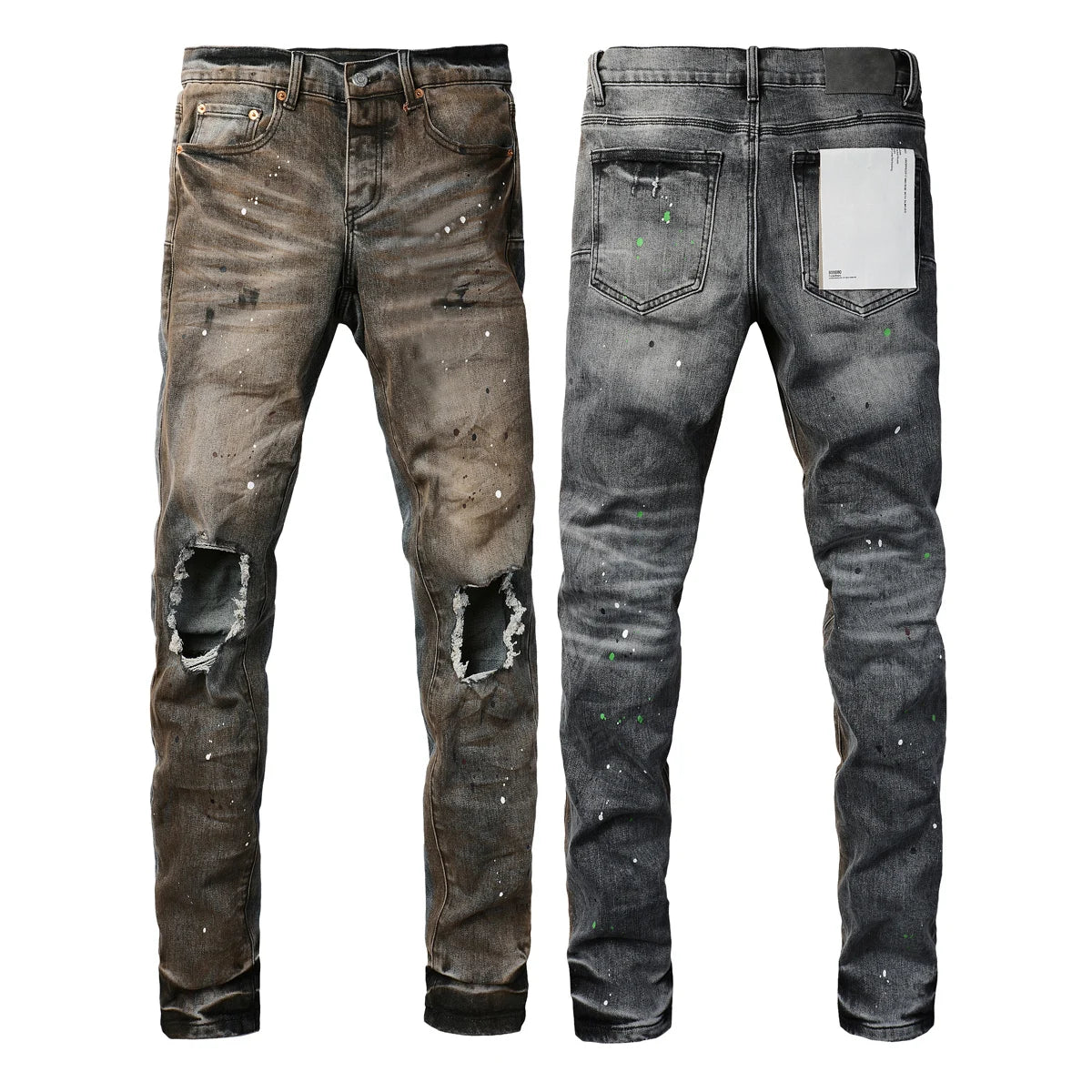 PURPLE Brand - Man's High Street Blue Ripped Distressed Low Rise Denim Skinny Jeans