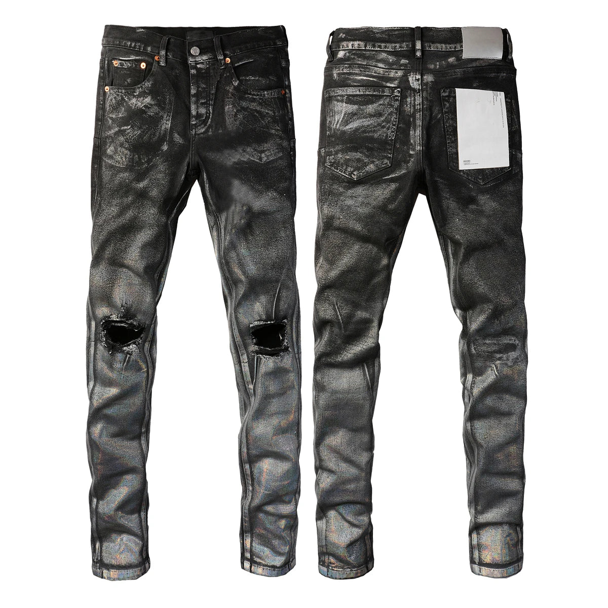 PURPLE Brand - Man's High Street Blue Ripped Distressed Low Rise Denim Skinny Jeans