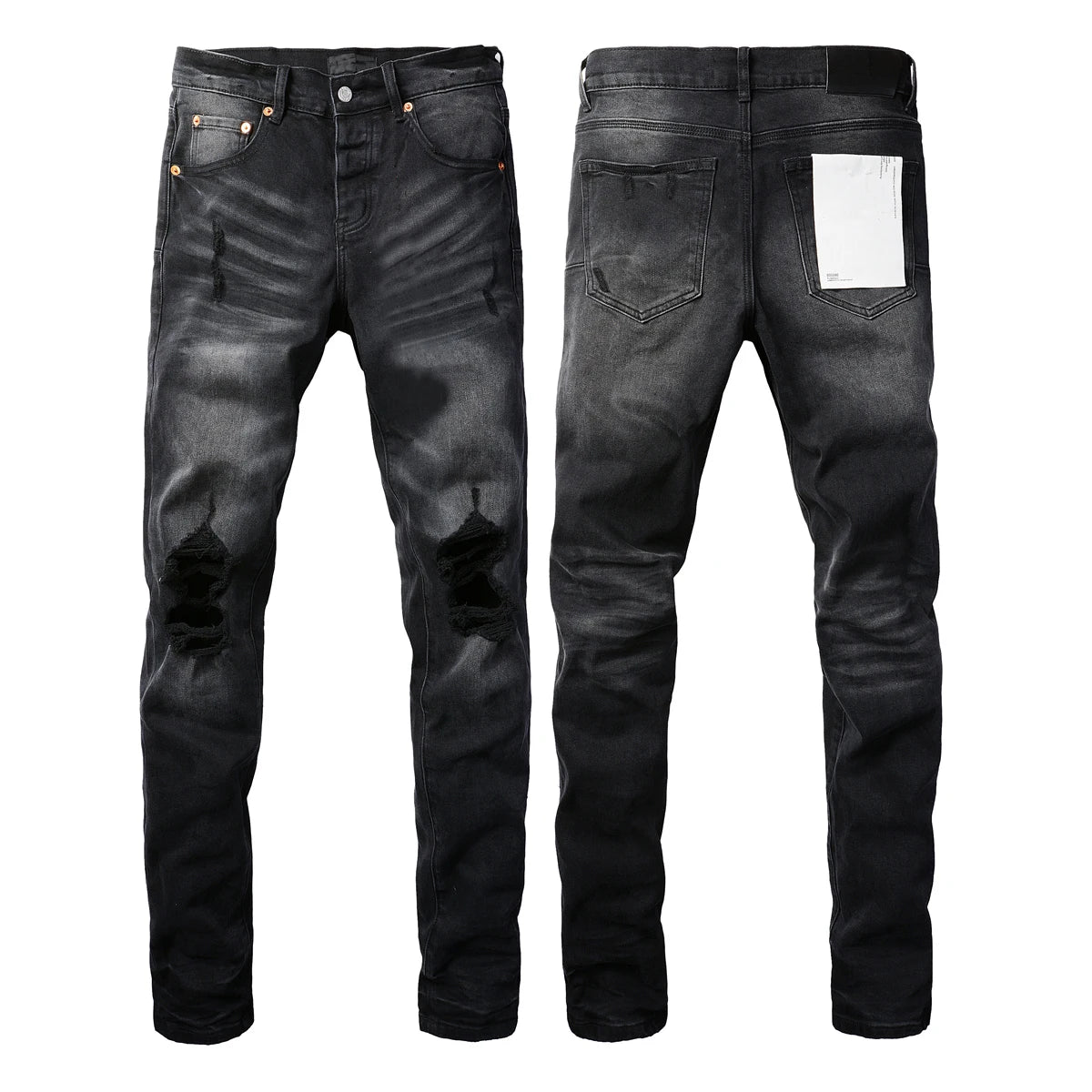 PURPLE Brand - Man's High Street Blue Ripped Distressed Low Rise Denim Skinny Jeans