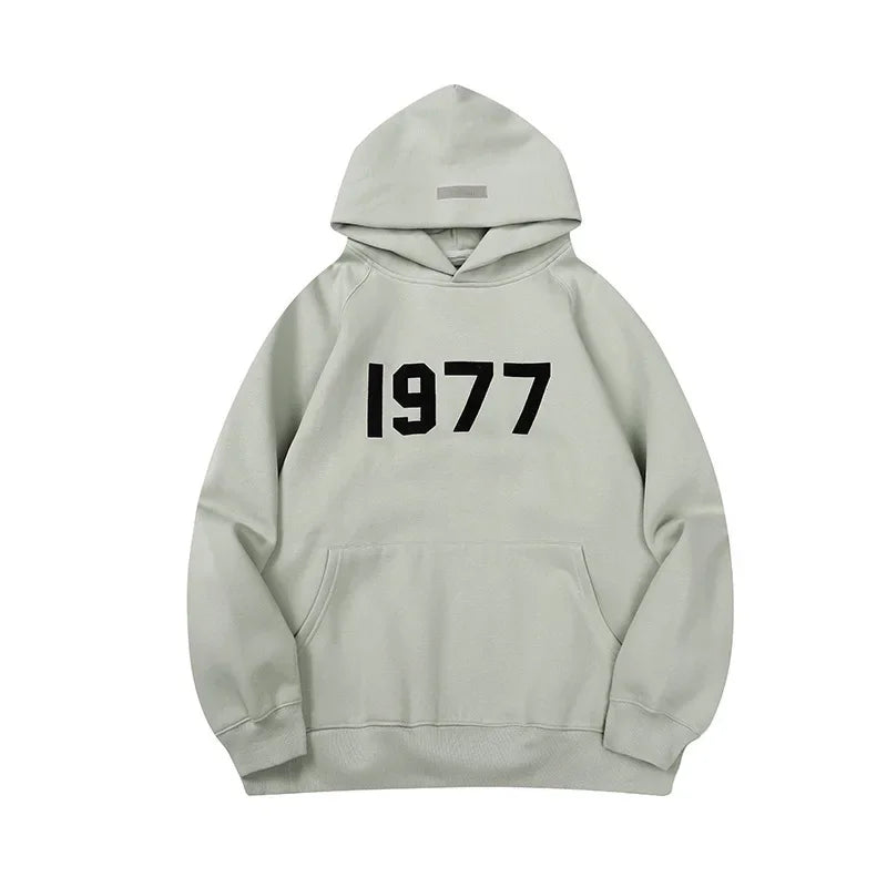 Essentials Brand - Fear Of God 1977 High Street Style Hooded Sweatshirt Men's Casual Loose Fit Trendy Branded Apparel