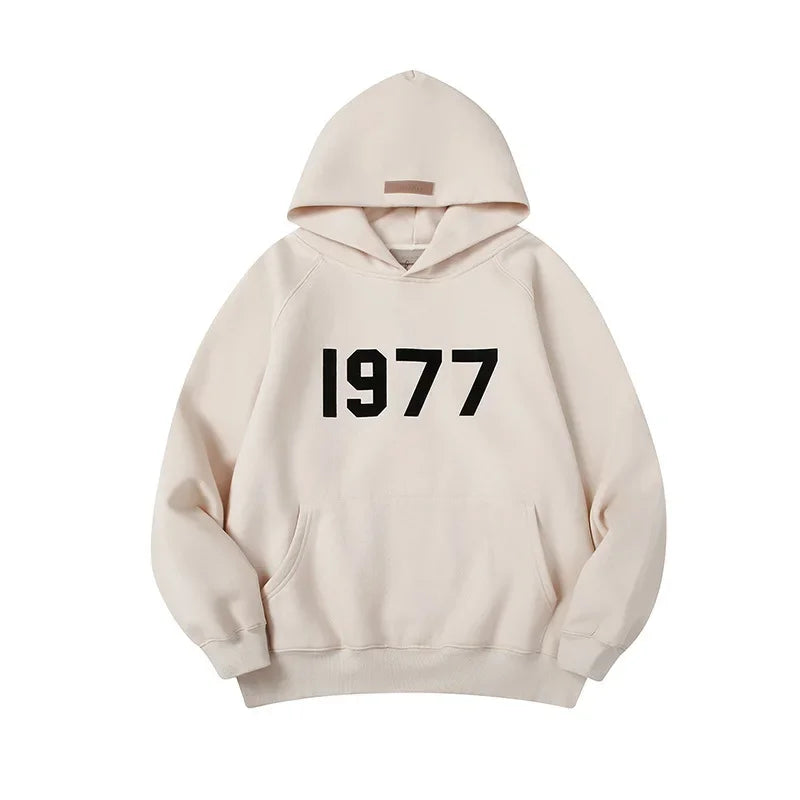 Essentials Brand - Fear Of God 1977 High Street Style Hooded Sweatshirt Men's Casual Loose Fit Trendy Branded Apparel