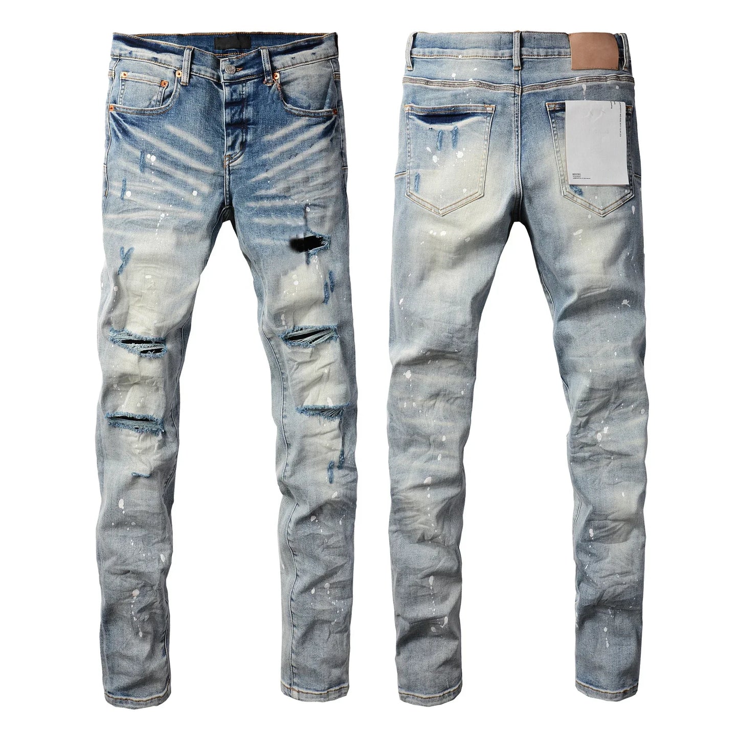 PURPLE Brand - Man's High Street Blue Ripped Distressed Low Rise Denim Skinny Jeans
