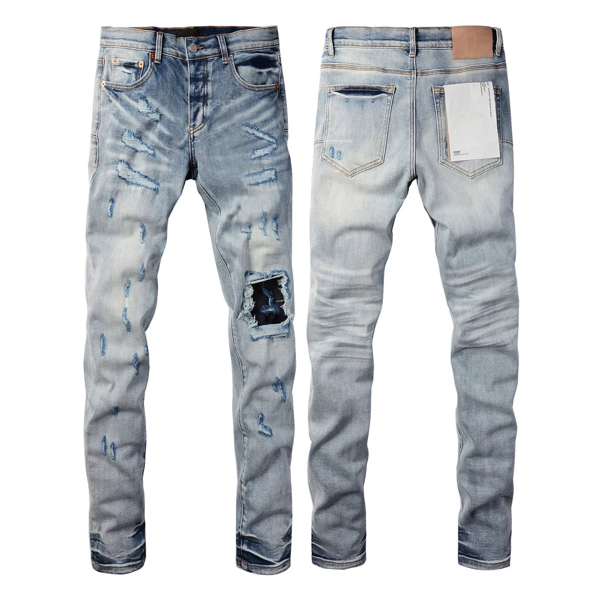 PURPLE Brand - Man's High Street Blue Ripped Distressed Low Rise Denim Skinny Jeans
