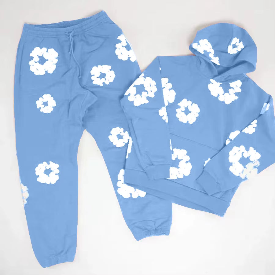 DENIM TEARS brand - Stylish Cotton Foam Printed Hoodie and Sports Suit