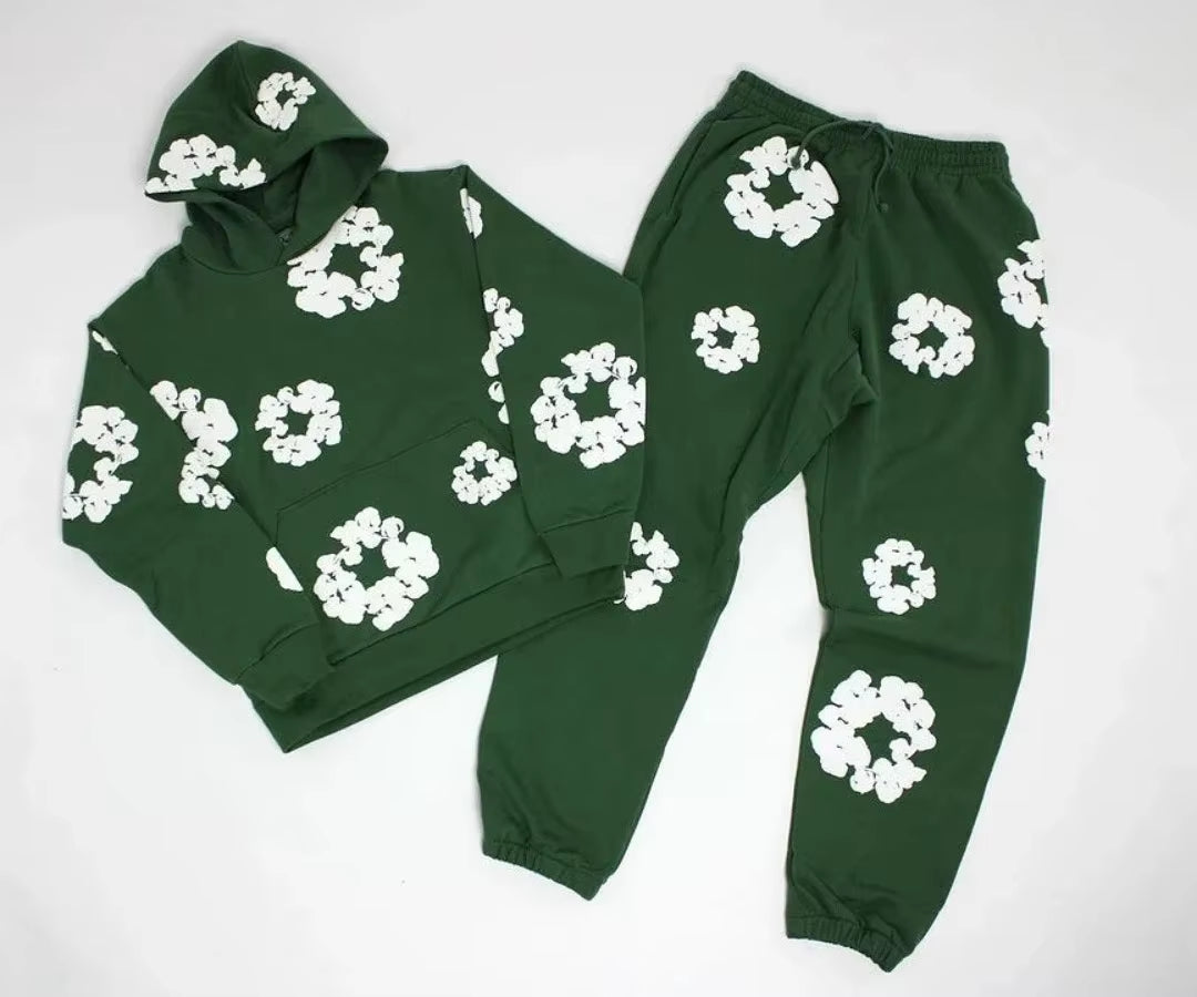 DENIM TEARS brand - Stylish Cotton Foam Printed Hoodie and Sports Suit