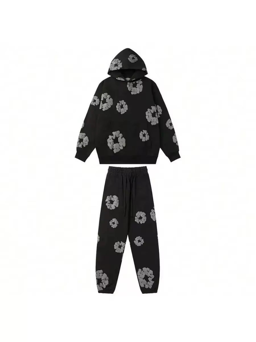 DENIM TEARS brand - Stylish Cotton Foam Printed Hoodie and Sports Suit