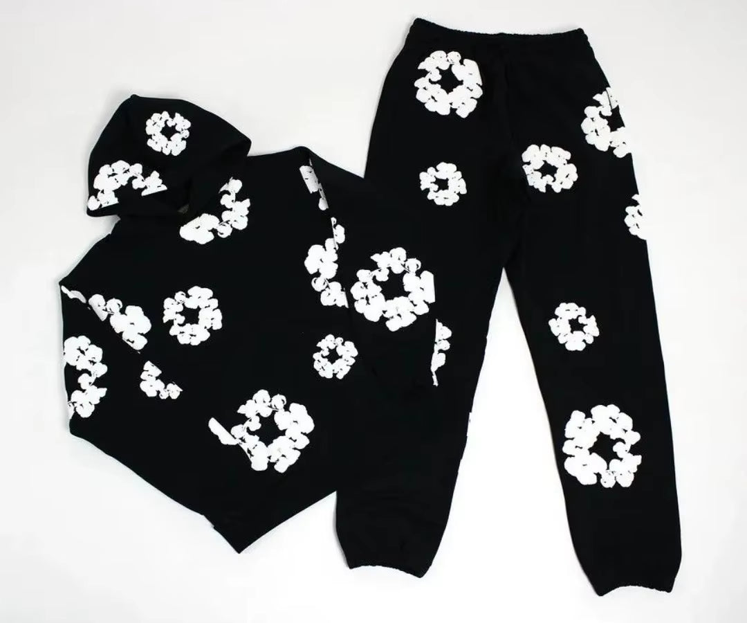 DENIM TEARS brand - Stylish Cotton Foam Printed Hoodie and Sports Suit