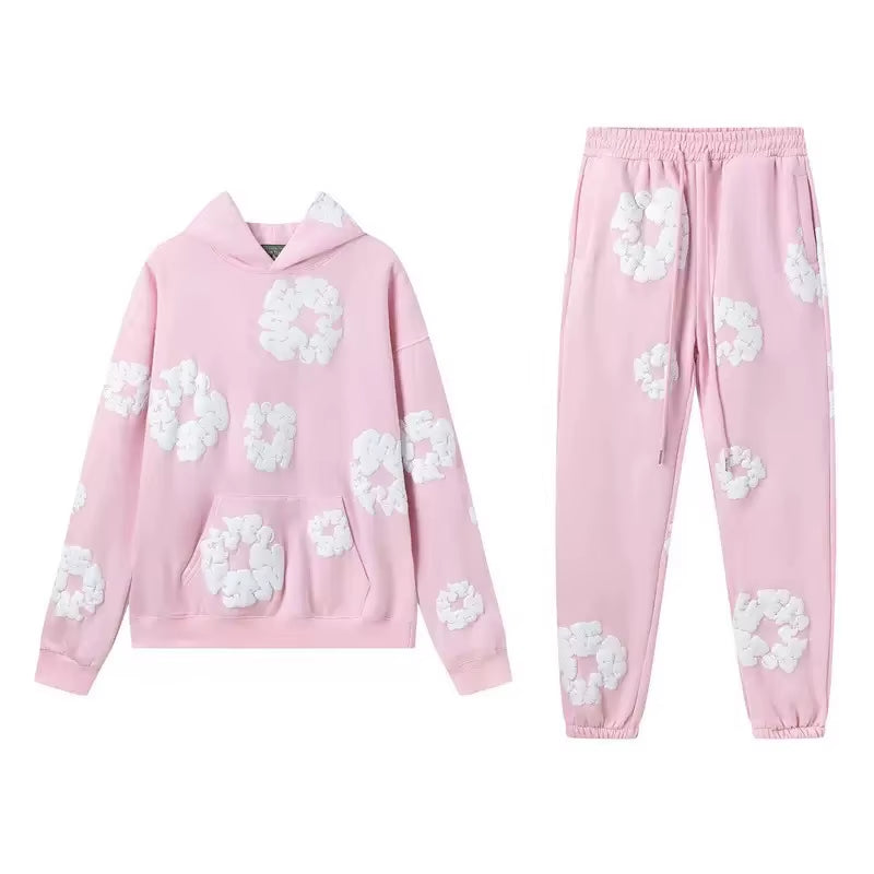 DENIM TEARS brand - Stylish Cotton Foam Printed Hoodie and Sports Suit