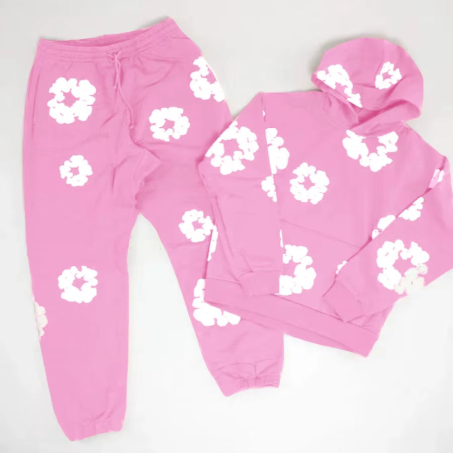 DENIM TEARS brand - Stylish Cotton Foam Printed Hoodie and Sports Suit