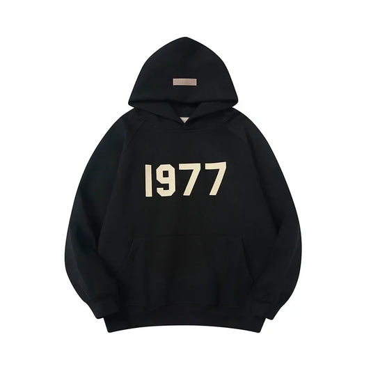 Essentials Brand - Fear Of God 1977 High Street Style Hooded Sweatshirt Men's Casual Loose Fit Trendy Branded Apparel