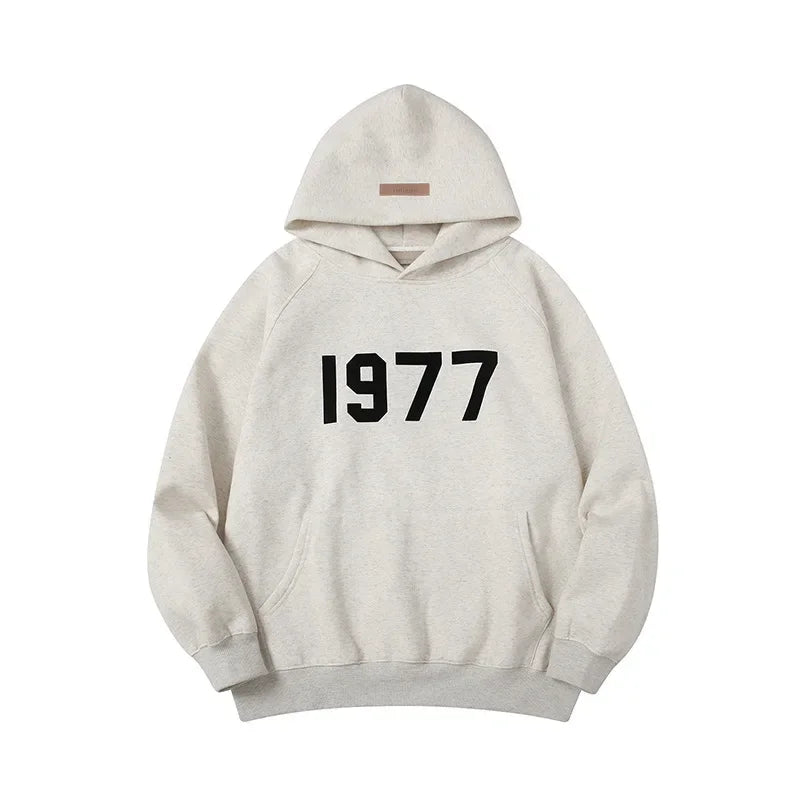 Essentials Brand - Fear Of God 1977 High Street Style Hooded Sweatshirt Men's Casual Loose Fit Trendy Branded Apparel